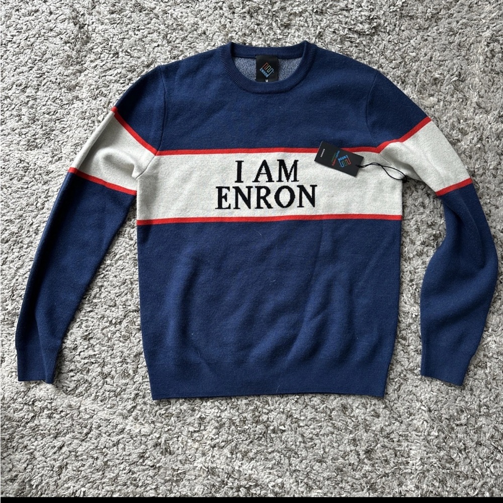 Blue and White Men's Enron Sweater